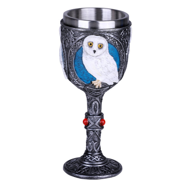 7" Resin & Stainless Steel Chalice / Goblet - Owl - Magick Magick.com