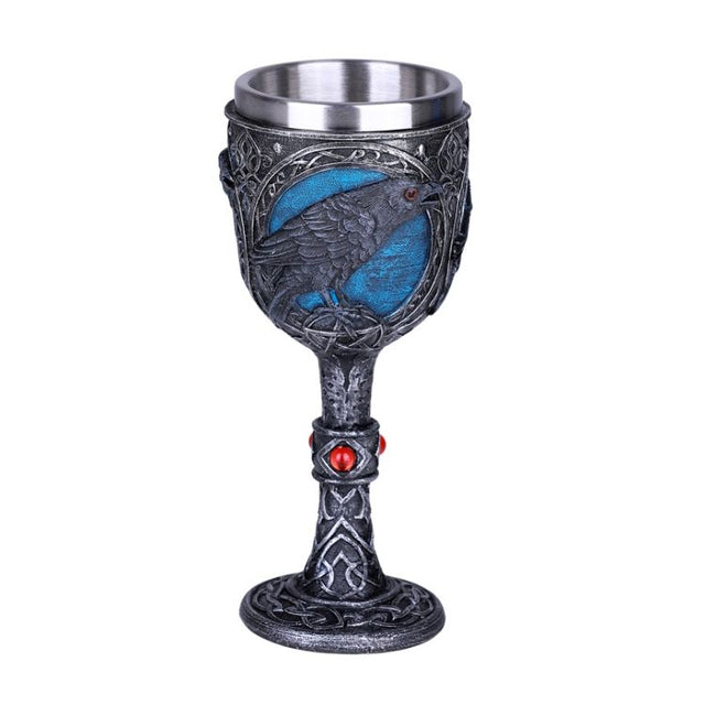 7" Resin & Stainless Steel Chalice / Goblet - Raven - Magick Magick.com