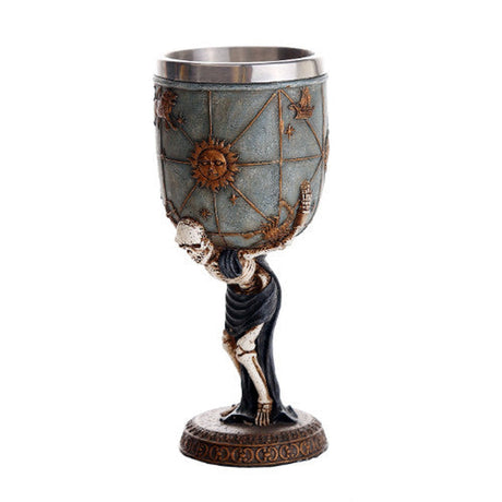 7" Resin & Stainless Steel Chalice / Goblet - Skeleton - Magick Magick.com