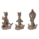 7" Sitting Chinese Dragon Statue Set - See, Hear, Speak No Evil (Set of 3) - Magick Magick.com