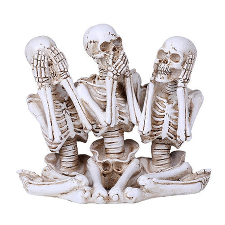 7" Skeleton Statue Set - See, Hear, Speak No Evil (Set of 3) - Magick Magick.com