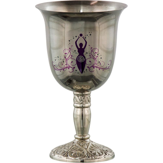 7" Stainless Steel Chalice / Goblet - Print Moon Goddess - Magick Magick.com