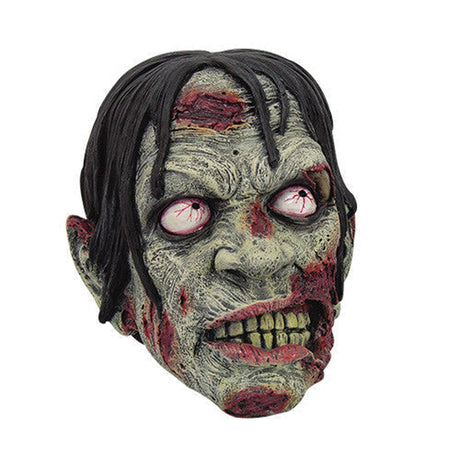 7" Zombie Head with Hair Skull Statue - Magick Magick.com