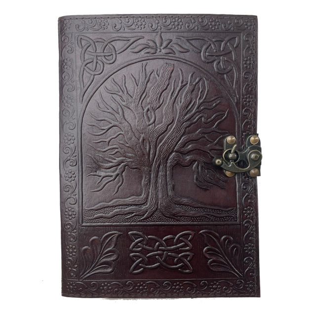 7" x 10" Tree of Life Leather Blank Journal with Latch - Magick Magick.com