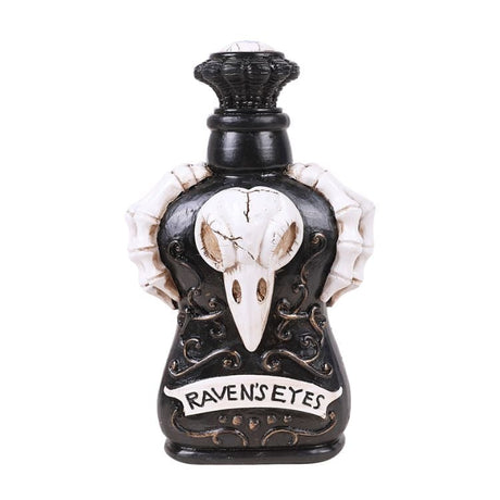 7.25" Raven Skull Poison Magic Resin Bottle Figurine - Magick Magick.com