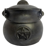 7.5" Cast Iron Food Grade Cauldron - Pentacle - Magick Magick.com