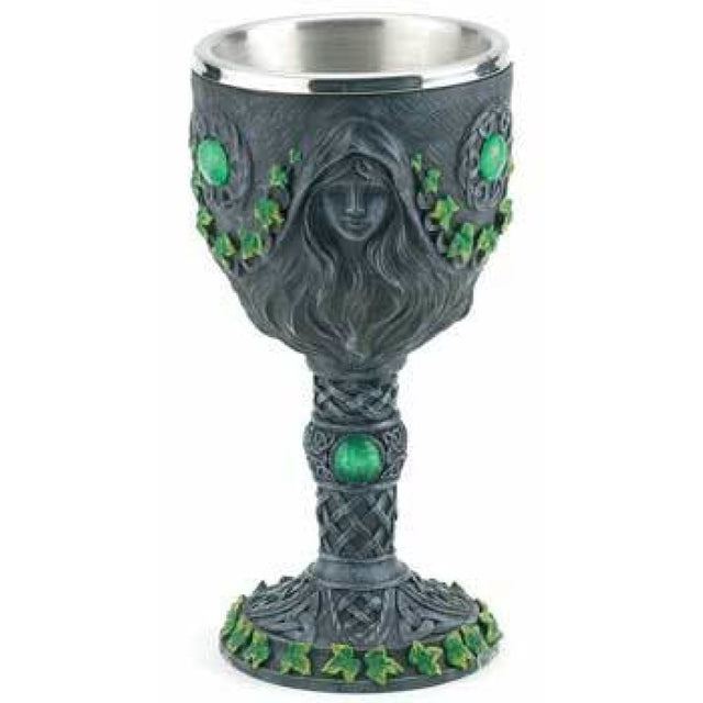 7.5" Resin & Stainless Steel Chalice / Goblet - Maiden, Mother & Crone - Magick Magick.com