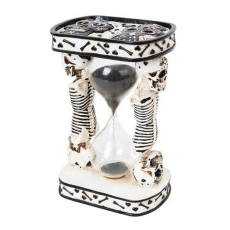 7.8" Day of the Dead Sand Timer - White Skeletons - Magick Magick.com