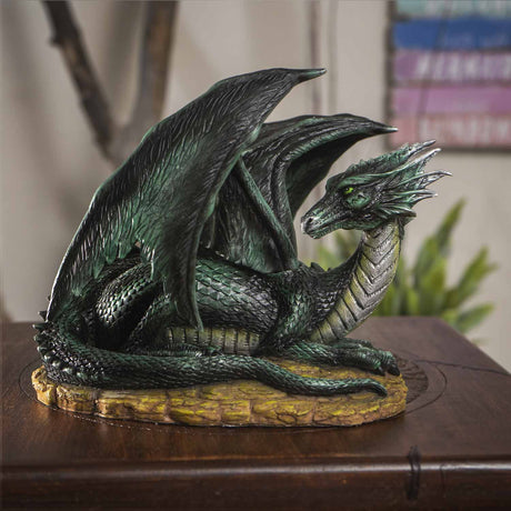 7.8" Green Dragon Resting Statue - Magick Magick.com