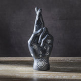 7.8" Palmistry Hand Statue - Black Fingers Crossed - Magick Magick.com