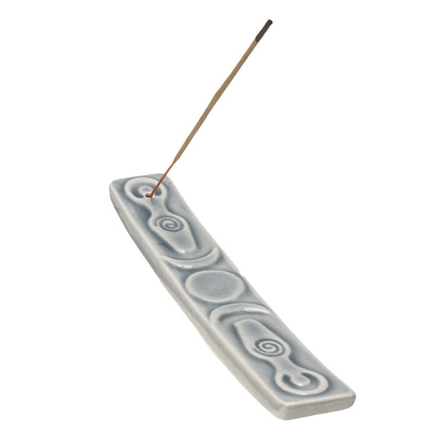 8" Ceramic Stick Incense Holder - Triple Moon Goddess - Magick Magick.com