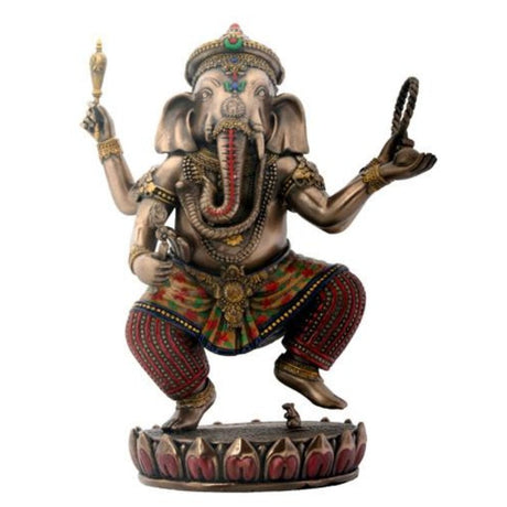 8" Hindu Statue - Dancing Ganesha on Lotus - Magick Magick.com