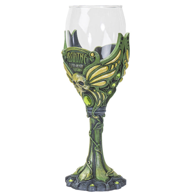 8" Resin & Glass Chalice / Goblet - Absinthe Skull - Magick Magick.com