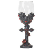 8" Resin & Glass Chalice / Goblet - Bat Cross - Magick Magick.com