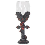 8" Resin & Glass Chalice / Goblet - Bat Cross - Magick Magick.com