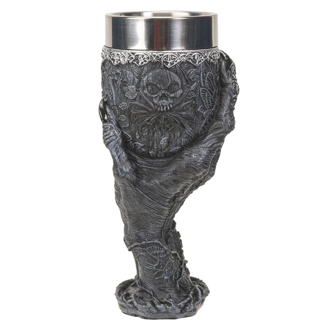 8" Resin & Stainless Steel Chalice / Goblet - Baphomet Grasp - Magick Magick.com