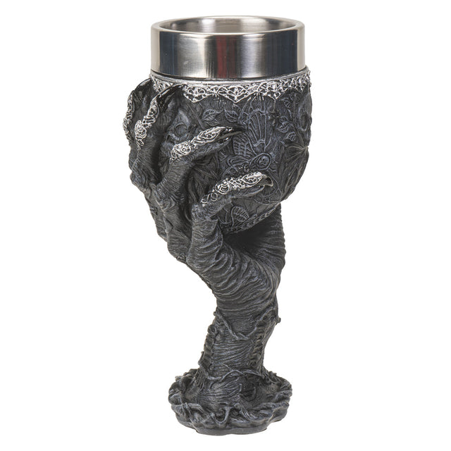 8" Resin & Stainless Steel Chalice / Goblet - Baphomet Grasp - Magick Magick.com