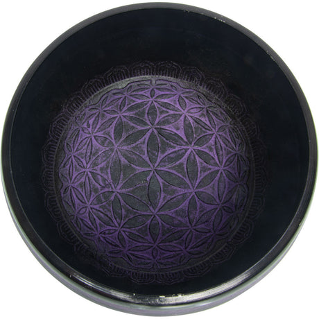 8" Singing Bowl Round Sided - Purple Flower of Life - Magick Magick.com