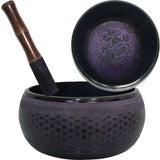 8" Singing Bowl Round Sided - Purple Flower of Life - Magick Magick.com