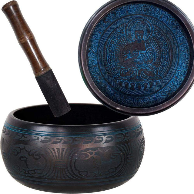 8" Singing Bowl Rounded - Medicine Buddha Blue - Magick Magick.com