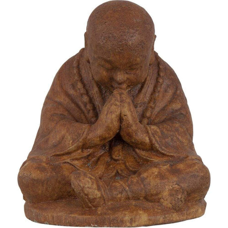 8" Volcanic Stone Statue - Praying Monk - Brown - Magick Magick.com