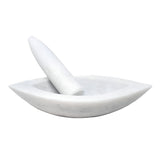 8" White Marble Boat Mortar & Pestle - Magick Magick.com