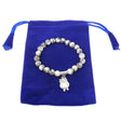 8 mm Elastic Bracelet Round Beads - Black Sesame with Owl in Velvet Bag - Magick Magick.com