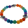 8 mm Elastic Bracelet Round Beads - Chakra Cracked Agate with Fatima Hands - Magick Magick.com