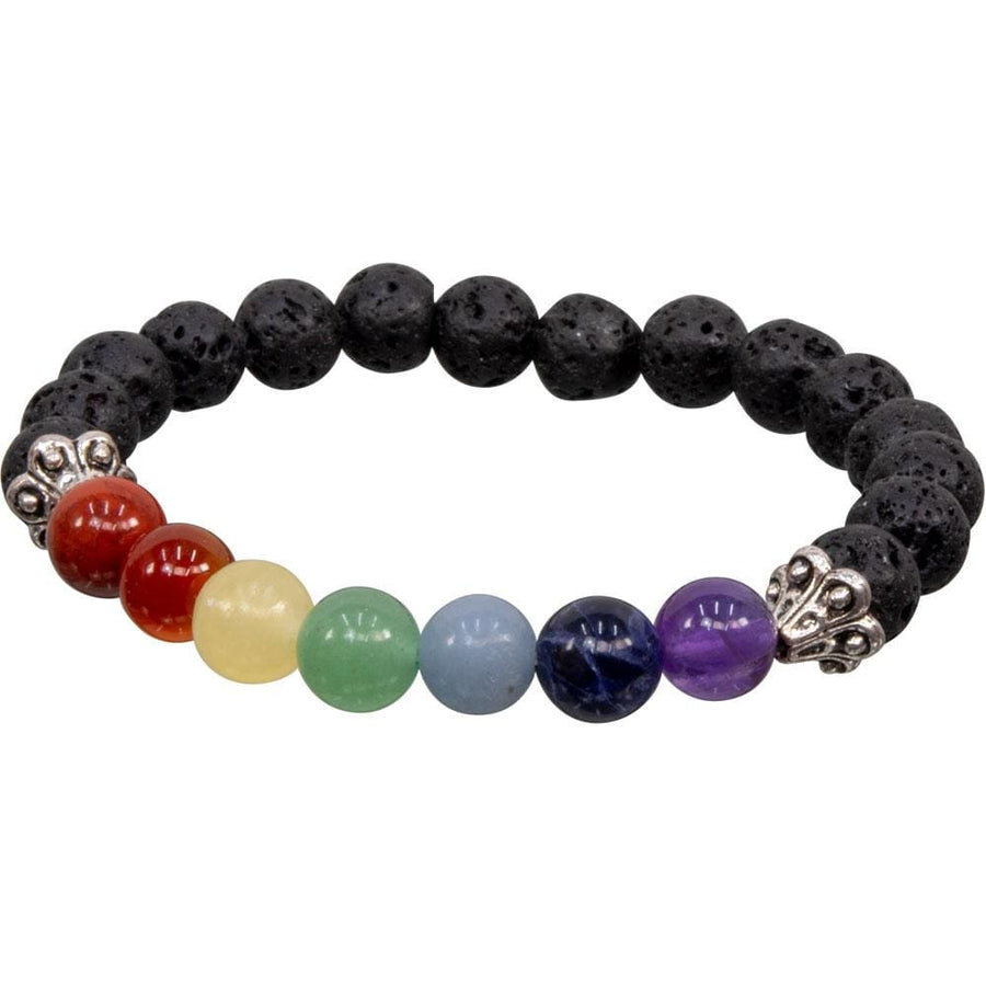 8 mm Elastic Bracelet Round Beads - Chakra Lava - Magick Magick.com