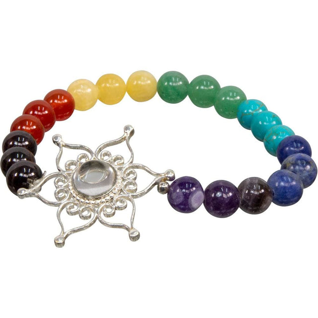 8 mm Elastic Bracelet Round Beads - Chakra & Lotus Flower - Magick Magick.com