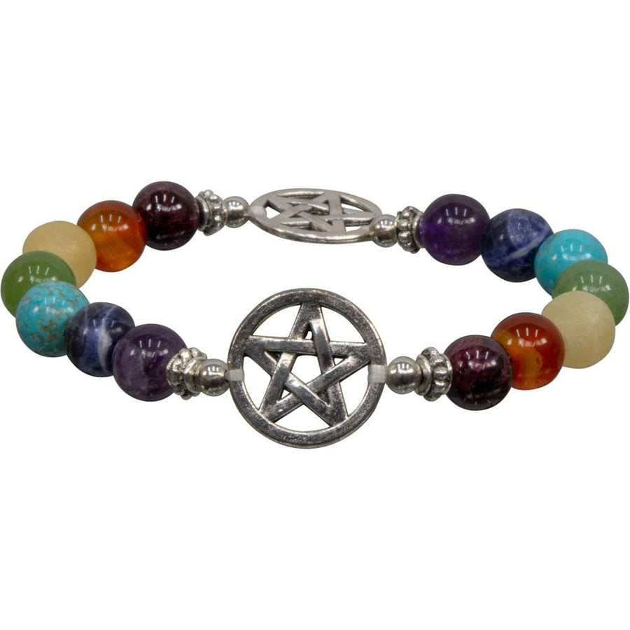 8 mm Elastic Bracelet Round Beads - Chakra & Pentacle - Magick Magick.com