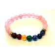 8 mm Elastic Bracelet Round Beads - Chakra & Rose Quartz in Velvet Bag - Magick Magick.com