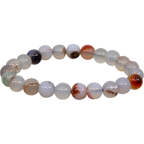 8 mm Elastic Bracelet Round Beads - Dendritic Agate - Magick Magick.com