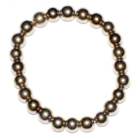 8 mm Elastic Bracelet Round Beads - Gold Plated Hematite - Magick Magick.com