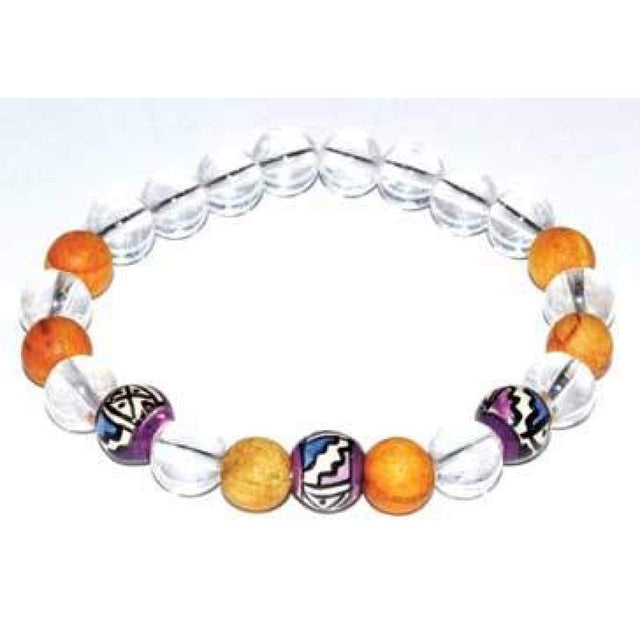 8 mm Elastic Bracelet Round Beads - Palo Santo & Quartz - Magick Magick.com
