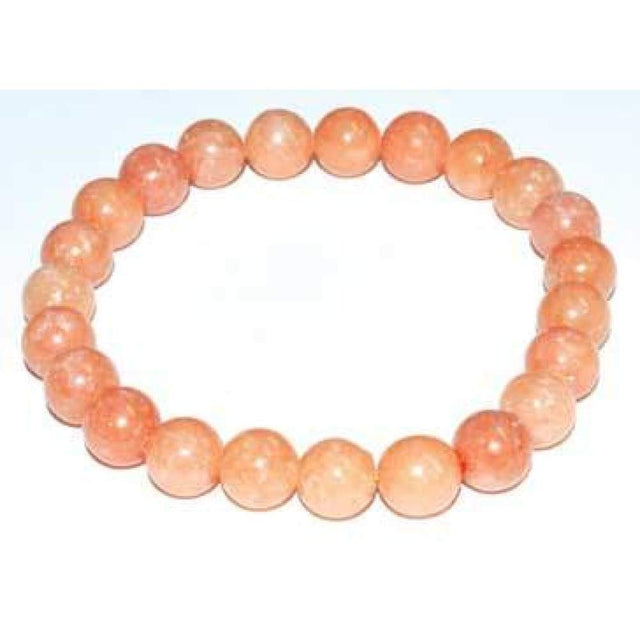 8 mm Elastic Bracelet Round Beads - Peach Calcite - Magick Magick.com