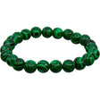 8 mm Elastic Bracelet Round Beads - Reconstituted Malachite - Magick Magick.com