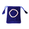 8 mm Elastic Bracelet Round Beads - Rose Quartz with Buddha Head in Velvet Bag - Magick Magick.com