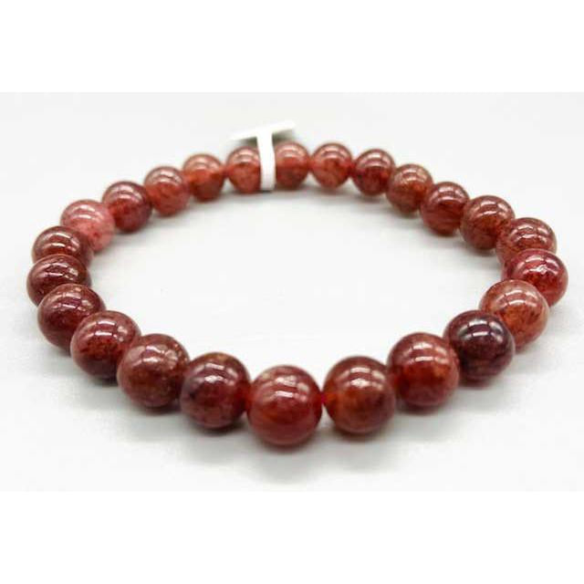 8 mm Elastic Bracelet Round Beads - Strawberry Quartz - Magick Magick.com
