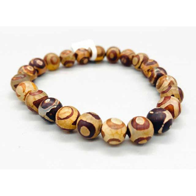8 mm Elastic Bracelet Round Beads - Tibetan Agate - Magick Magick.com