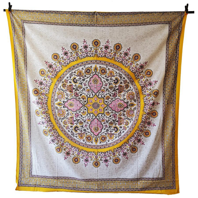 84" x 96" Sun Flower Mandala Tapestry - Magick Magick.com