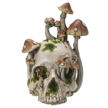 8.2" Skull with Mushrooms Statue - Magick Magick.com