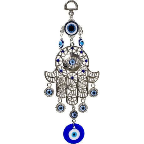 8.5" Evil Eye Talisman - Glass Filigree Fatima Hand - Magick Magick.com