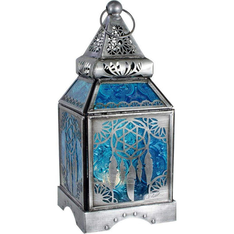 8.5" Glass & Metal Lantern - Dreamcatcher Turquoise - Magick Magick.com