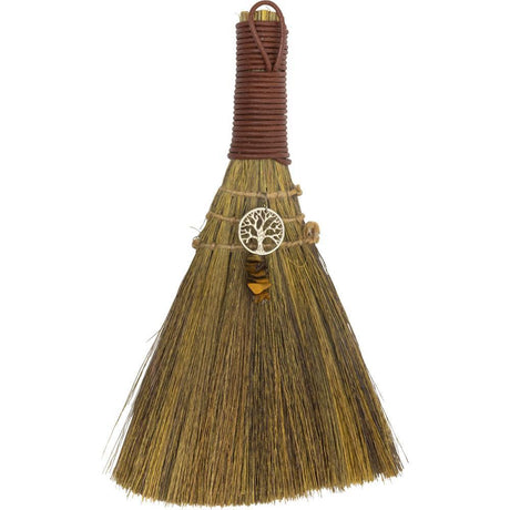 8.5" Wicca Broom - Tree of Life with Tiger Eye - Magick Magick.com