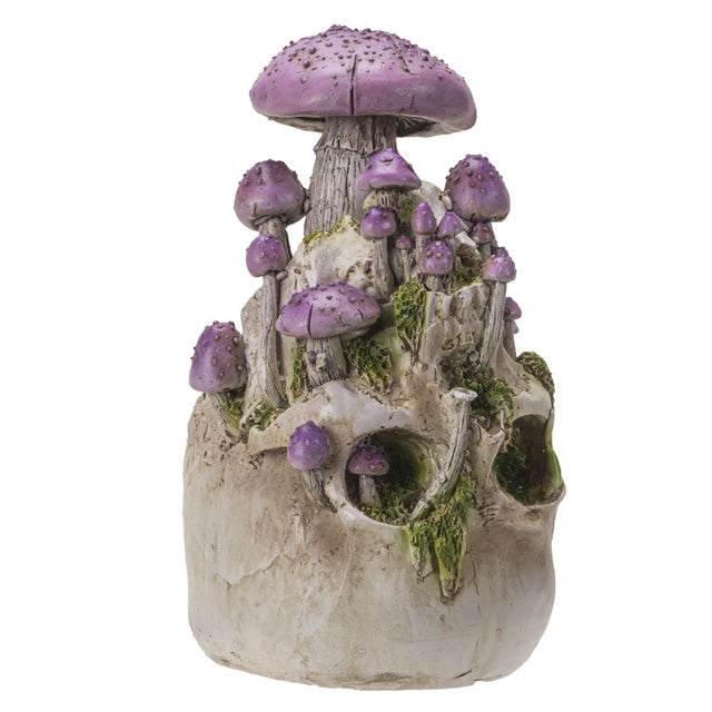 8.6" Skull with Purple Mushrooms Statue - Magick Magick.com