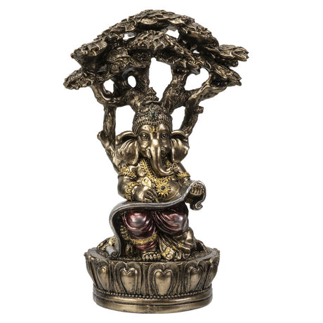9" Hindu Statue - Ganesha Reading Under Tree - Magick Magick.com