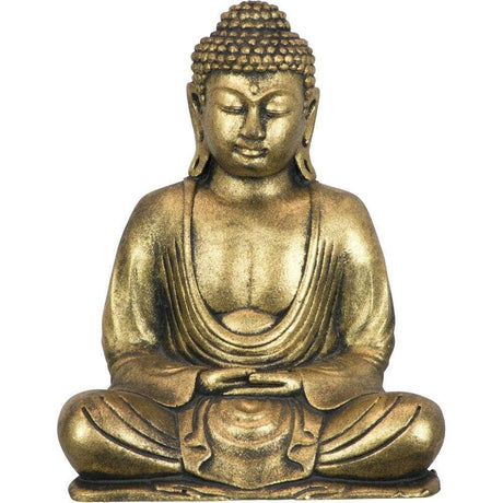 9" Polyresin Statue - Meditating Buddha - Golden - Magick Magick.com