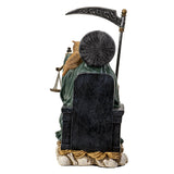 9" Santa Muerte Sitting Green Statue - Magick Magick.com