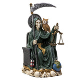 9" Santa Muerte Sitting Green Statue - Magick Magick.com